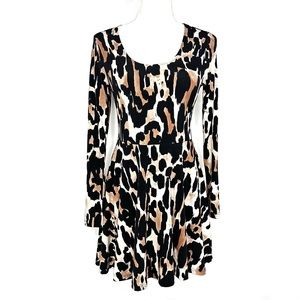 Show Me Your MuMu Stevie Babydoll Leopard Animal Print Skater Fit & Flare Dress